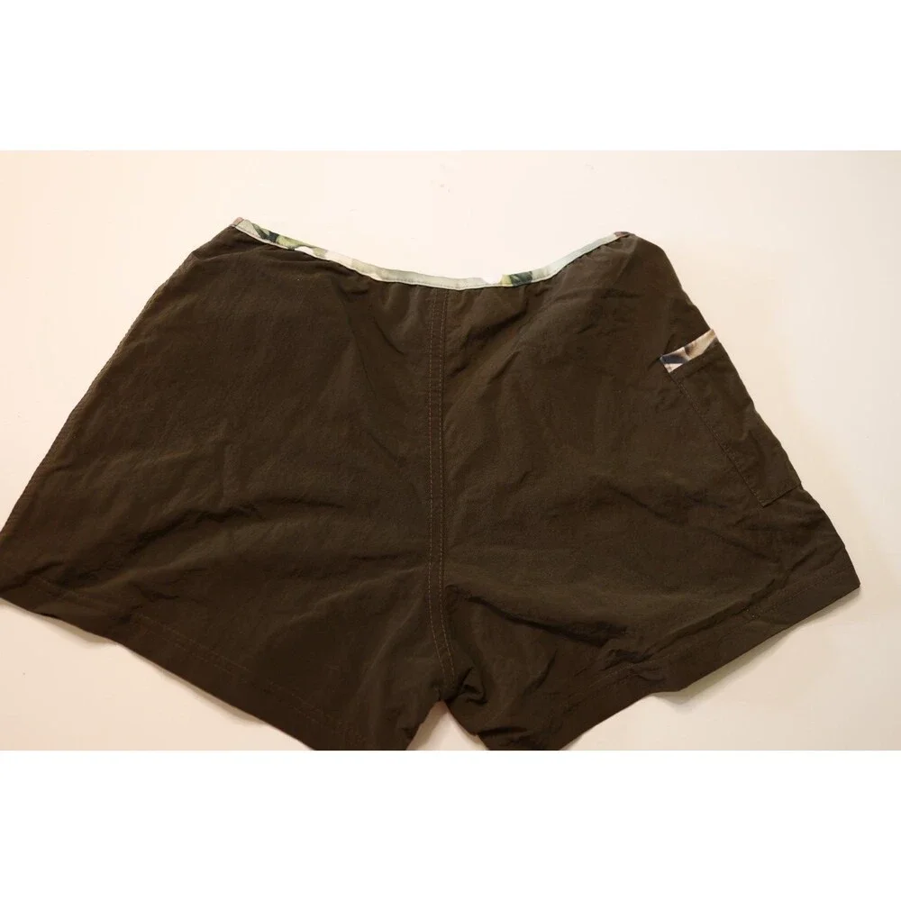 Y2K Venus Swim Brown Zipper Beach Board Shorts Summer Pool Cruise Nylon Small